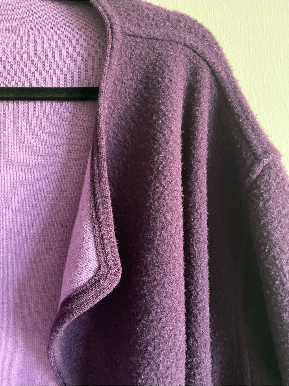 Eileen Fisher open cardigan sweater jacket purple wool cottage lagenlook L - Picture 3 of 8